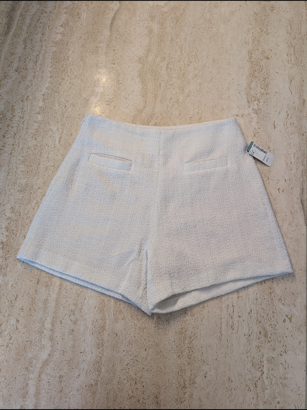 Simons Icône Tweed-Style Knit High-Waist Shorts - White